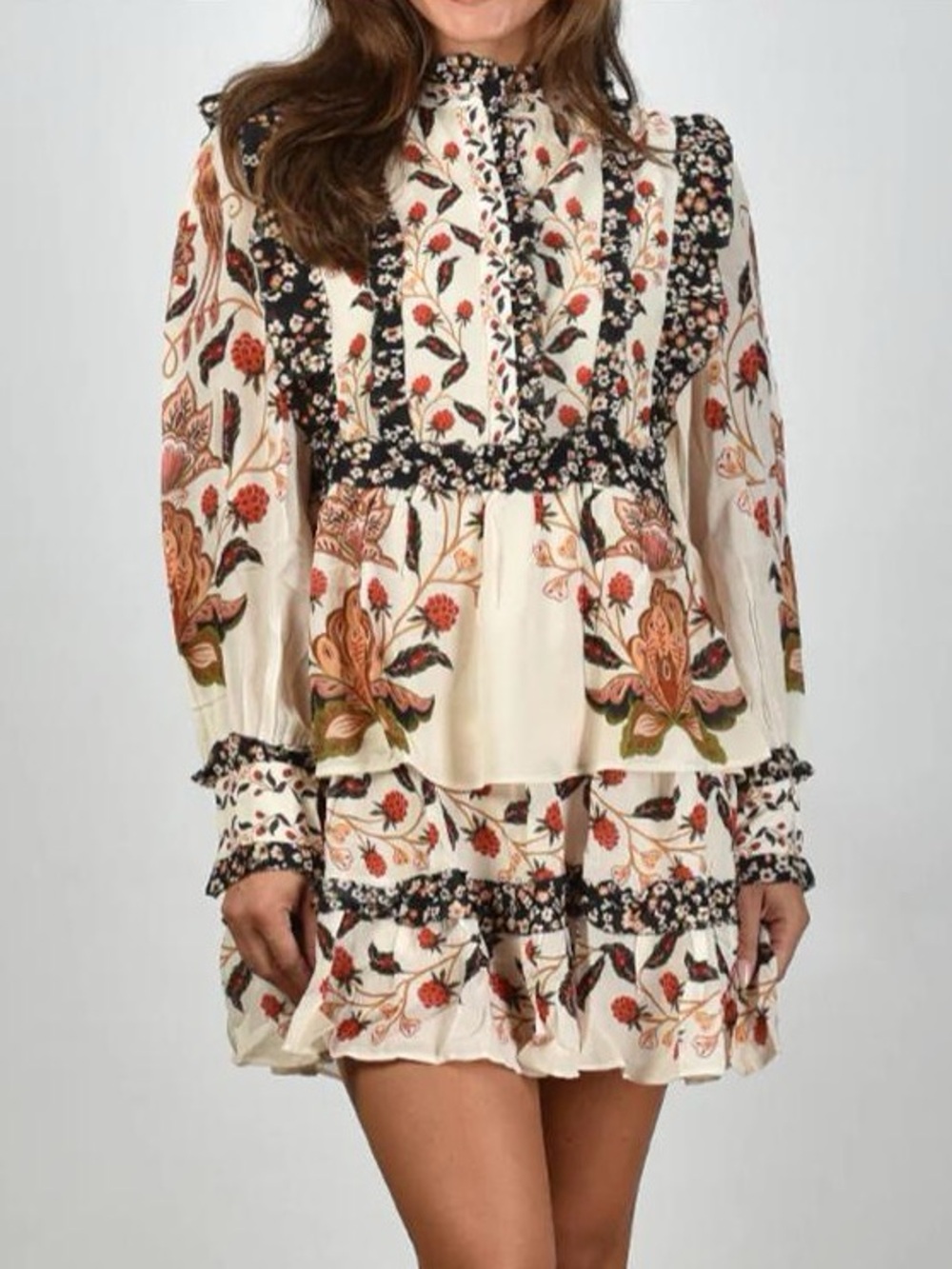 FARM Rio NWT Berry Garden Cream Mini Dress – Size L